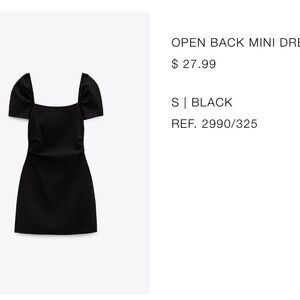 Zara Black Backless Mini Dress